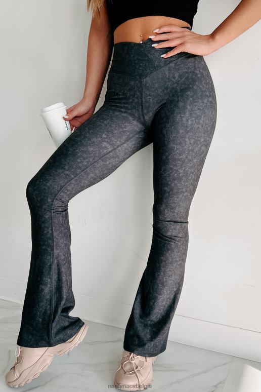 zwart hunkerend naar comfort mineraal gewassen gekruiste wijd uitlopende leggings NanaMacs HPTT3347