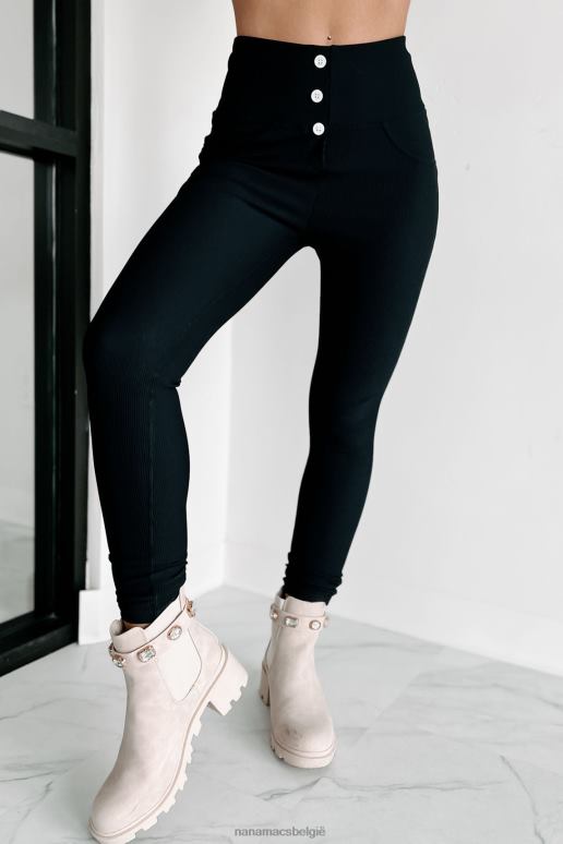 zwart miss new booty geribbelde booty contourlegging met knopen in de taille NanaMacs HPTT3358