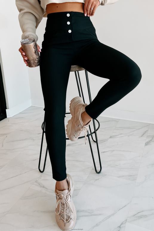 zwart miss new booty geribbelde booty contourlegging met knopen in de taille NanaMacs HPTT3358