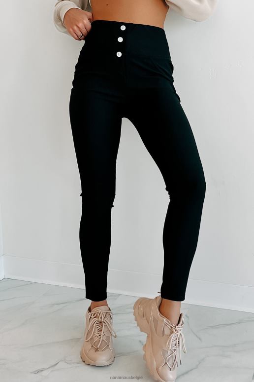 zwart miss new booty geribbelde booty contourlegging met knopen in de taille NanaMacs HPTT3358