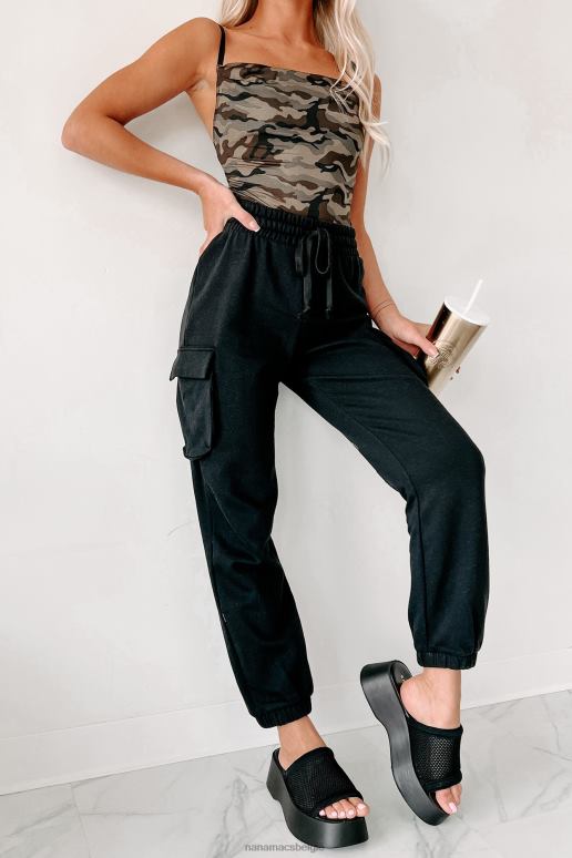 zwart om het relaxte joggingbroek met cargozak te houden NanaMacs HPTT3344