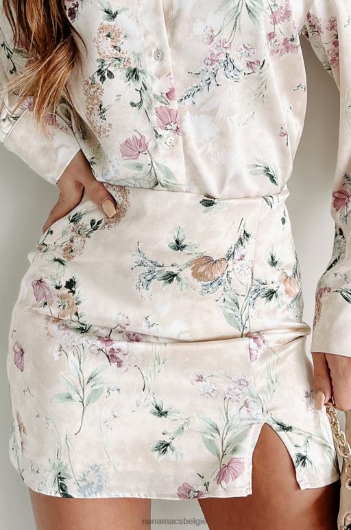 beige bij elkaar horen gebloemde minirok NanaMacs HPTT1568