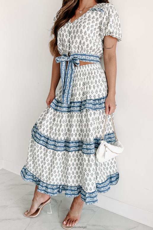 blauw/ivoor eerlijke gelaagde midirok met bloemenprint NanaMacs HPTT1583