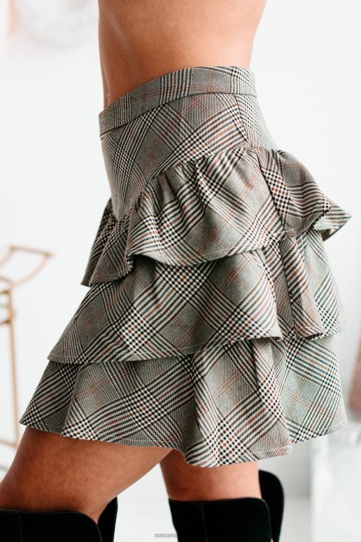 bruin ochtend koffie geruite gelaagde rok met ruches NanaMacs HPTT3314