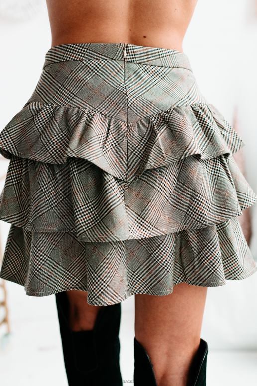 bruin ochtend koffie geruite gelaagde rok met ruches NanaMacs HPTT3314