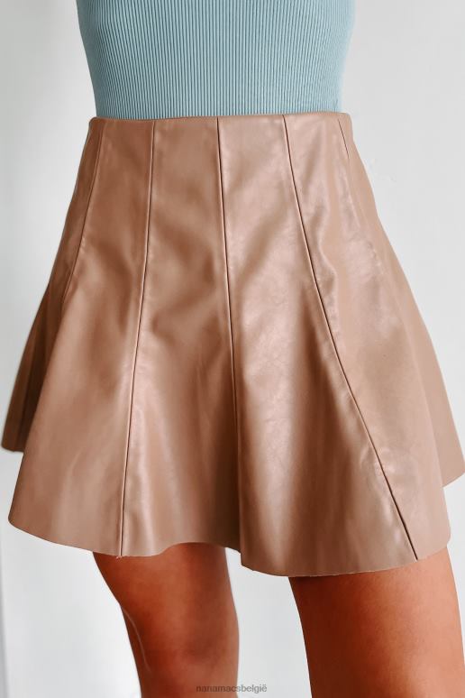 bruinen liefde zal beslissen geplooide minirok van imitatieleer NanaMacs HPTT3237