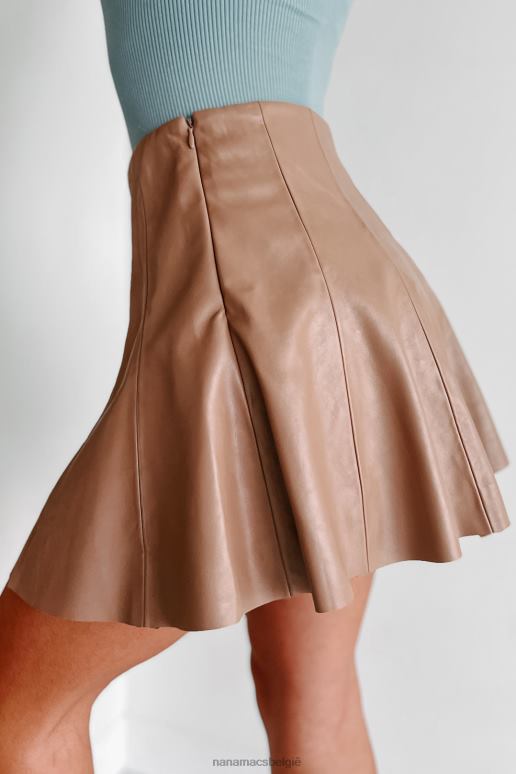 bruinen liefde zal beslissen geplooide minirok van imitatieleer NanaMacs HPTT3237