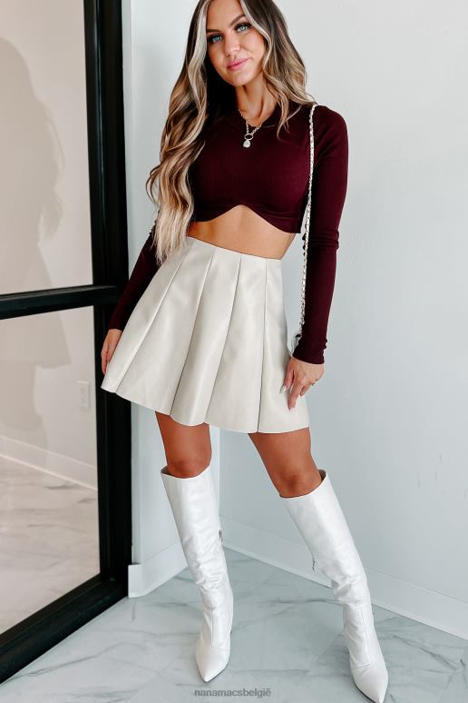 ecru minirok van imitatieleer met volledige cirkel NanaMacs HPTT3241