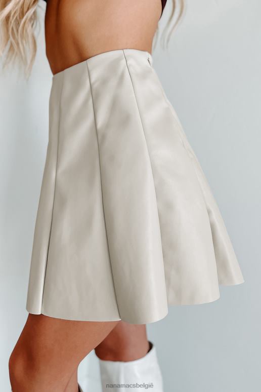 ecru minirok van imitatieleer met volledige cirkel NanaMacs HPTT3241