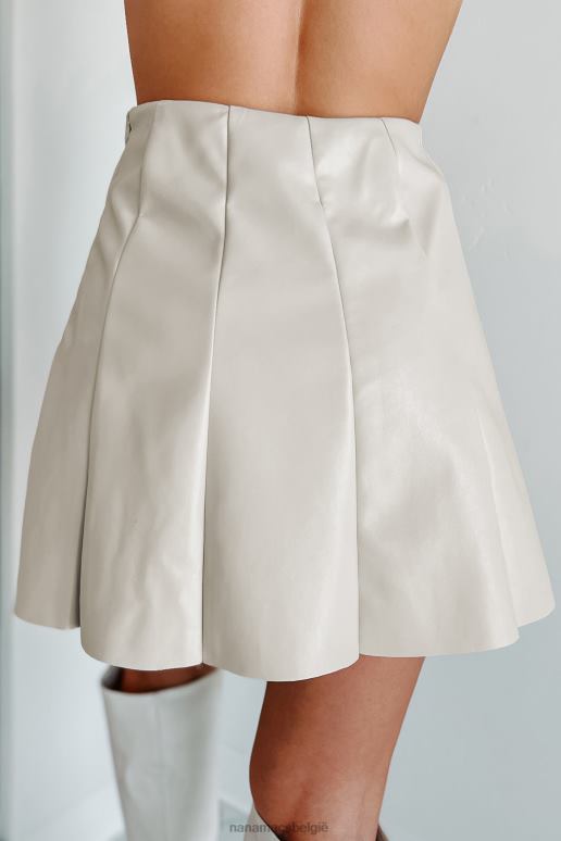 ecru minirok van imitatieleer met volledige cirkel NanaMacs HPTT3241