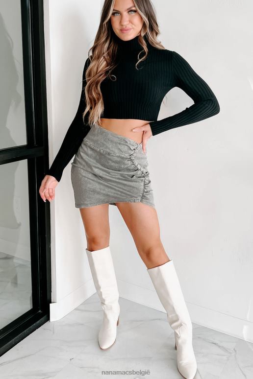 gewassen grijs perfecte timing minirok met ruches NanaMacs HPTT3212