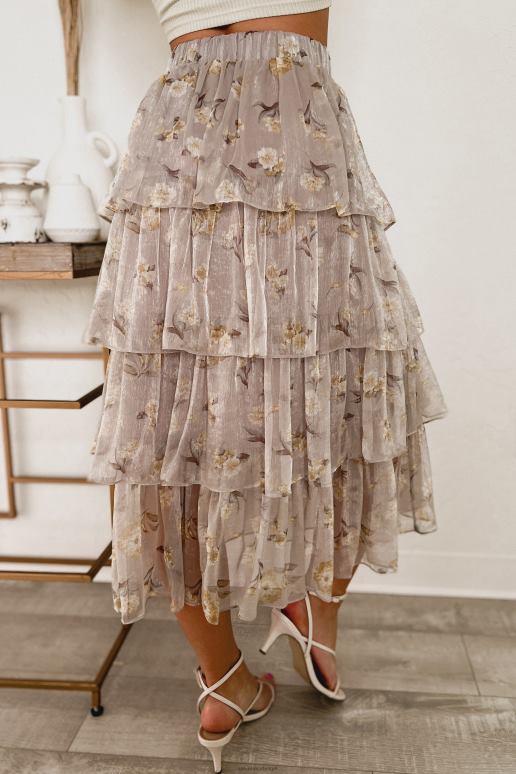 grijs little get away gelaagde midi-rok met bloemen NanaMacs HPTT3291