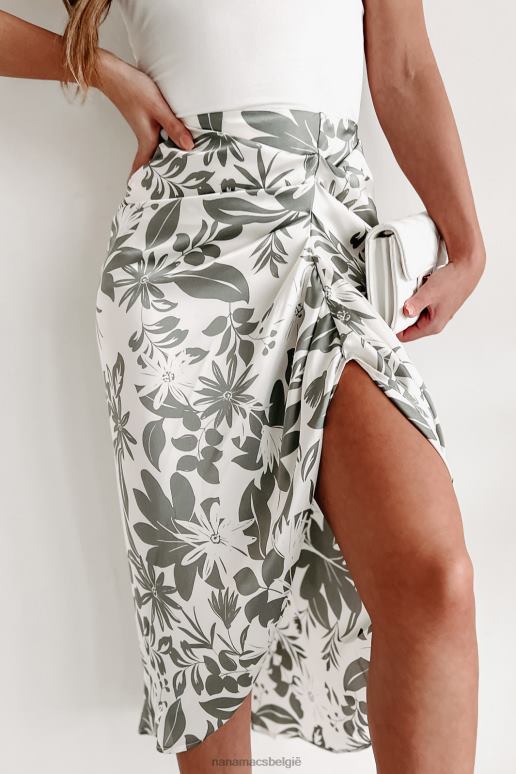 grijs spelende toeristische gebloemde satijnen midirok NanaMacs HPTT3181