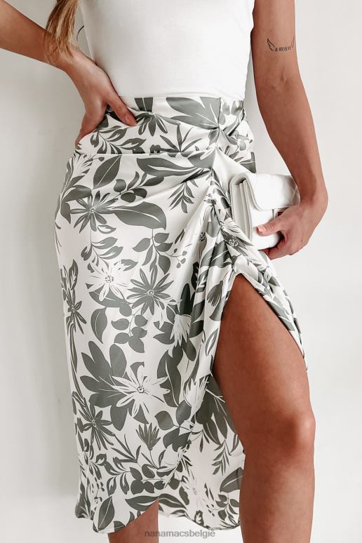 grijs spelende toeristische gebloemde satijnen midirok NanaMacs HPTT3181