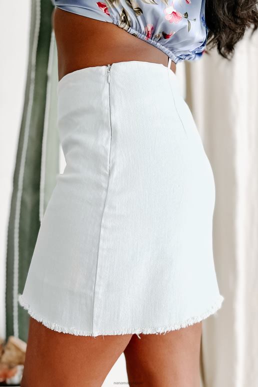 ijsblauw hometown lieverd minirok met gerafelde zoom NanaMacs HPTT3279