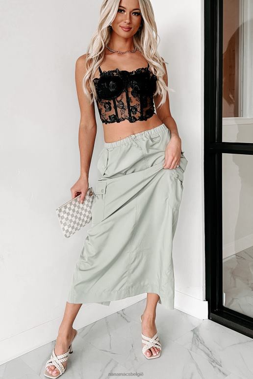 kaki groen op zoek naar een tweede cargo midi-rok NanaMacs HPTT3182