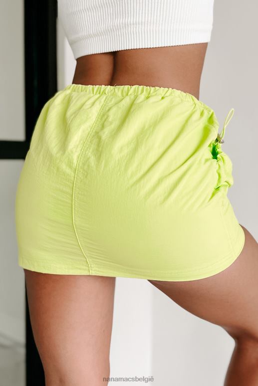 limoen korte nylon minirok met trekkoord NanaMacs HPTT3149