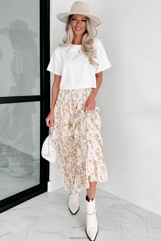 natuurlijk nauwsluitende gebloemde maxi-rok NanaMacs HPTT3194