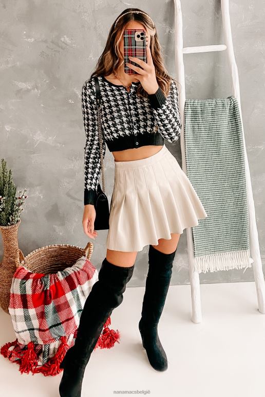 taupe party harde geplooide minirok van imitatieleer NanaMacs HPTT3315