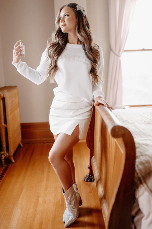 wit materiaal meisje strass mini rokje NanaMacs HPTT3247