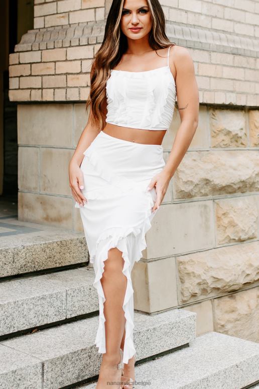 wit paradijselijke maxi-rok van mesh met ruches NanaMacs HPTT3147