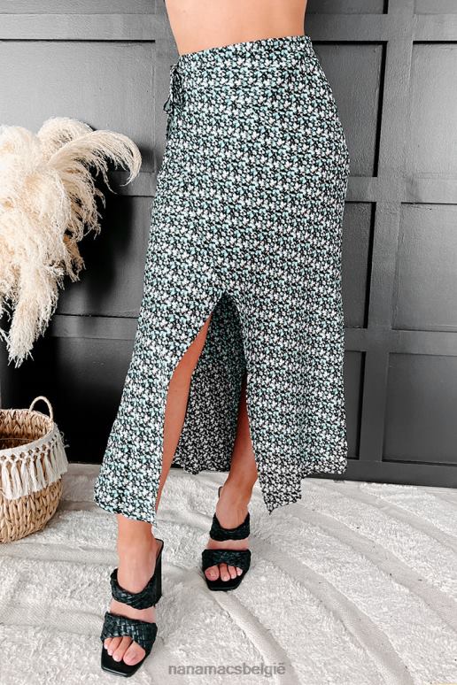 zwart Petal Paradise satijnen gebloemde wikkelrok NanaMacs HPTT3203