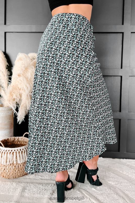 zwart Petal Paradise satijnen gebloemde wikkelrok NanaMacs HPTT3203