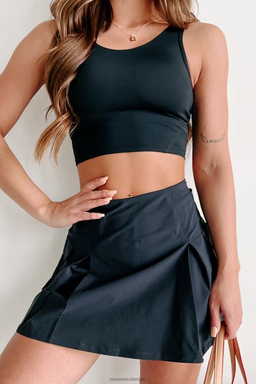 zwart competitieve actieve geplooide cargo-rok NanaMacs HPTT3169