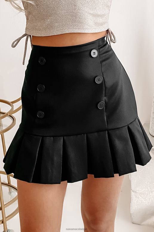 zwart lief geplooid minirokje met knopen voor schoolmeisjes NanaMacs HPTT3304