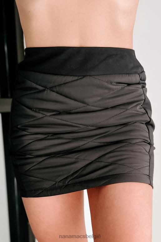 zwart minirok van doorgestikt nylon skikonijntje NanaMacs HPTT3211