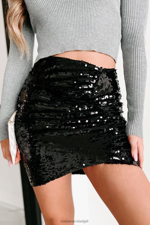 zwart pailletten minirok terugbrengen NanaMacs HPTT3206