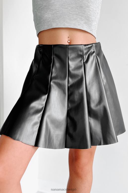 zwart slechte beslissingen geplooide minirok van imitatieleer NanaMacs HPTT3216