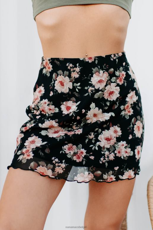 zwart stella gebloemde minirok NanaMacs HPTT3233