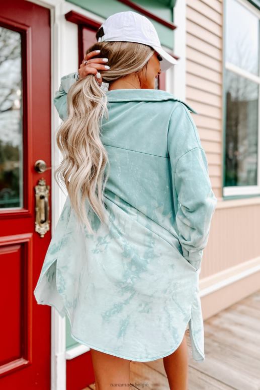 blauw lichtvoetige overhemdjurk met bleekkleurstof NanaMacs HPTT2454