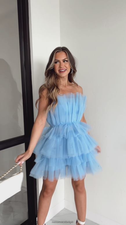 blauw vertrouwen koningin strapless gelaagde tule jurk NanaMacs HPTT2067