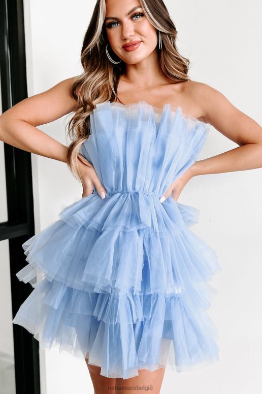 blauw vertrouwen koningin strapless gelaagde tule jurk NanaMacs HPTT2067