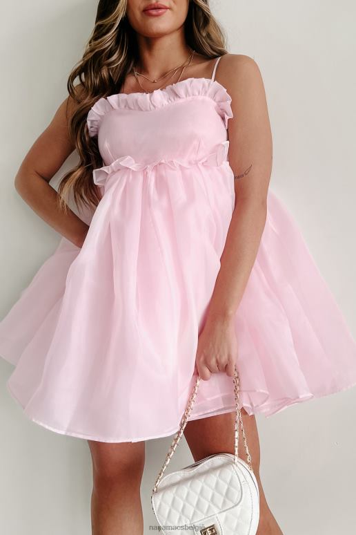 blos roze Farah gegolfde babydoll jurk NanaMacs HPTT1986