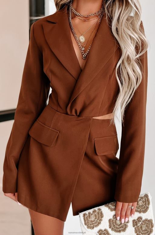 bruin onbenut potentieel uitgesneden blazerjurk NanaMacs HPTT2146