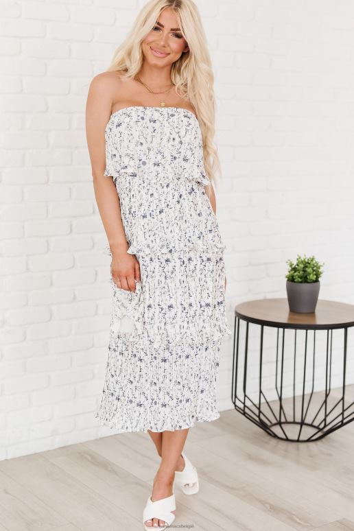 gebroken wit blauw chasing reality strapless gelaagde midi-jurk met bloemen NanaMacs HPTT2296