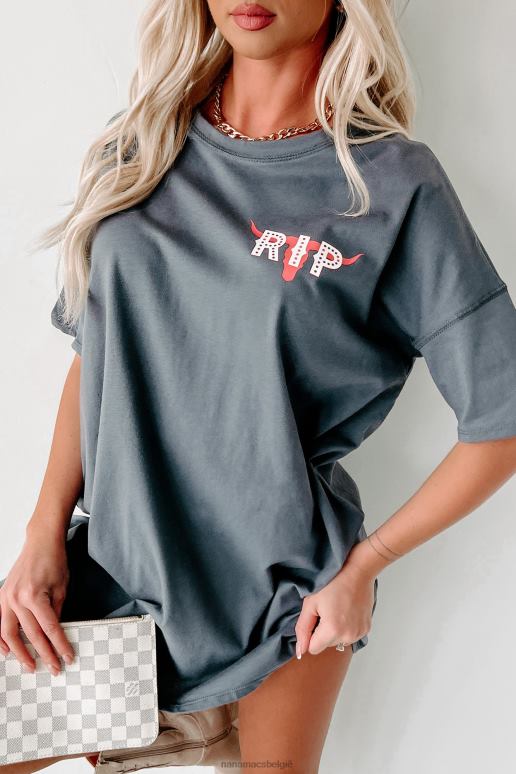 houtskool een scheur in haar dubbelzijdige grafische T-shirtjurk met spijkerbroek NanaMacs HPTT1084