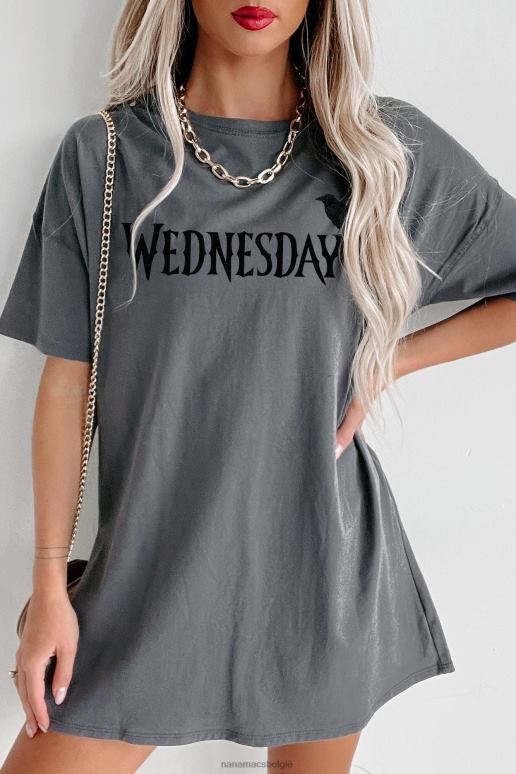 houtskool no apathy oversized grafische t-shirtjurk NanaMacs HPTT3604