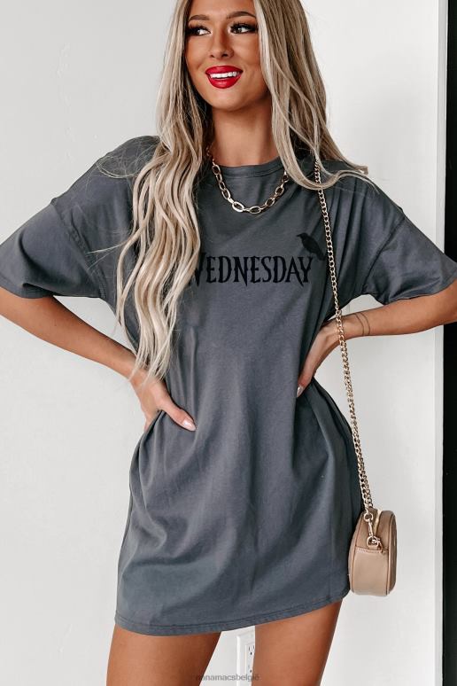 houtskool no apathy oversized grafische t-shirtjurk NanaMacs HPTT3604