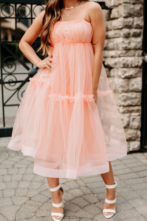 lichte perzik Dear to me gelaagde midi-jurk NanaMacs HPTT1861