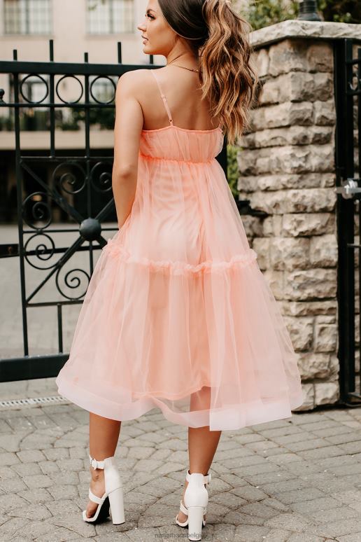 lichte perzik Dear to me gelaagde midi-jurk NanaMacs HPTT1861