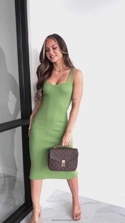 olijf een tweede geribbelde midi-jurk hebben NanaMacs HPTT2303