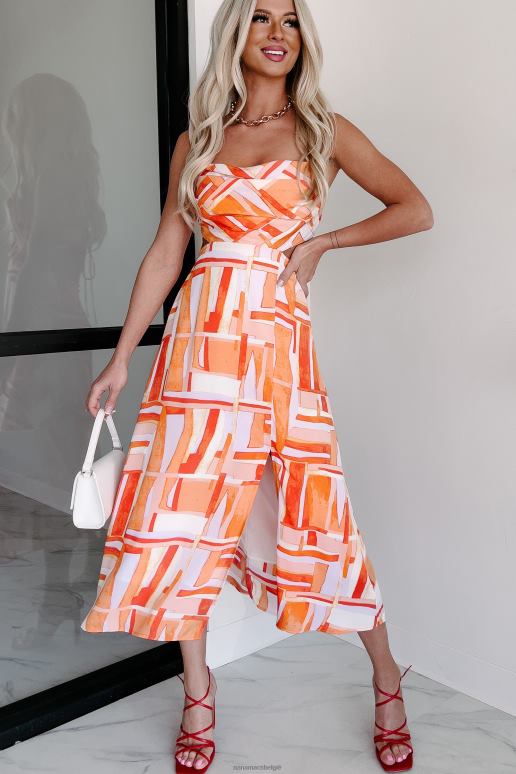 pompelmoes uitgesneden midi-jurk met lente-crush-print NanaMacs HPTT2269