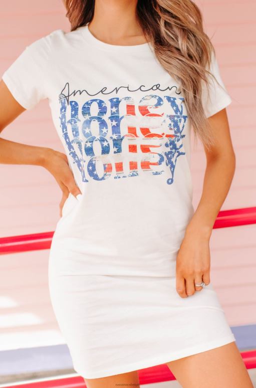 room zoete Amerikaanse honing grafische t-shirtjurk NanaMacs HPTT3575