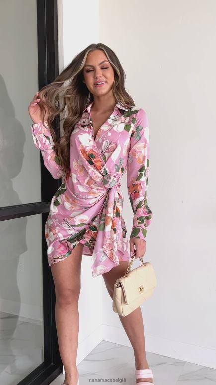 roze eeuwige wonder gebloemde wikkeljurk NanaMacs HPTT1915