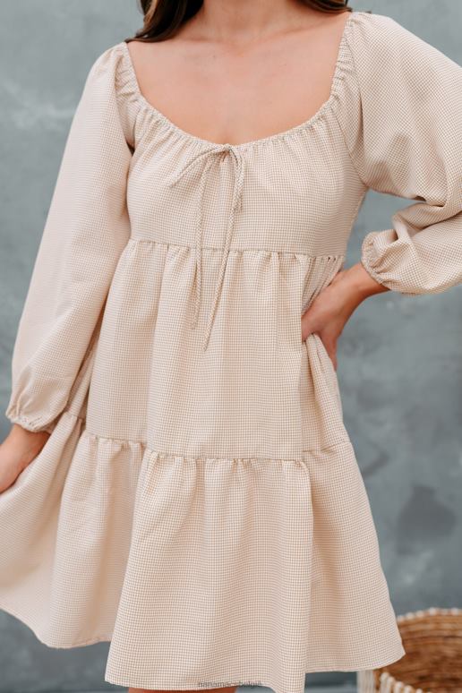 taupe carlinn off-the-shoulder gelaagde jurk NanaMacs HPTT2462