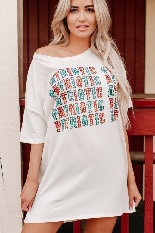 vanille patriottische oversized grafische t-shirtjurk NanaMacs HPTT3569